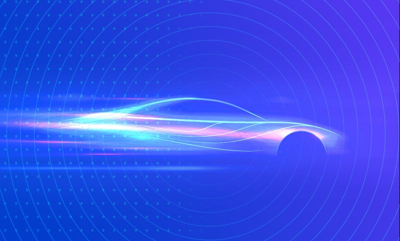 an illustration of a car moving quickly