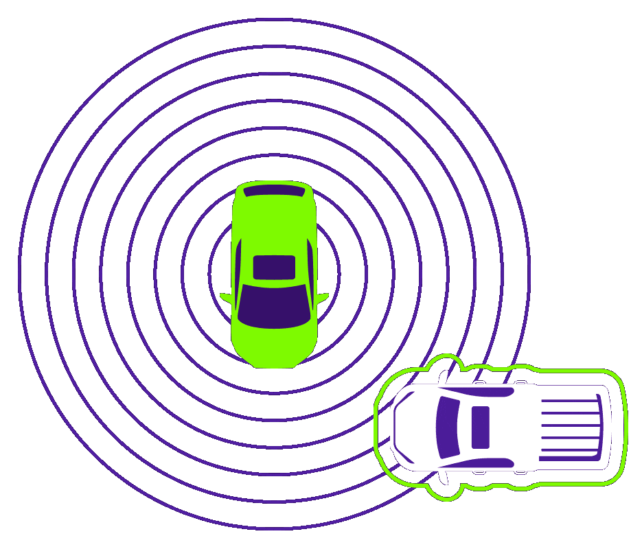 a car transmitting signals to suv