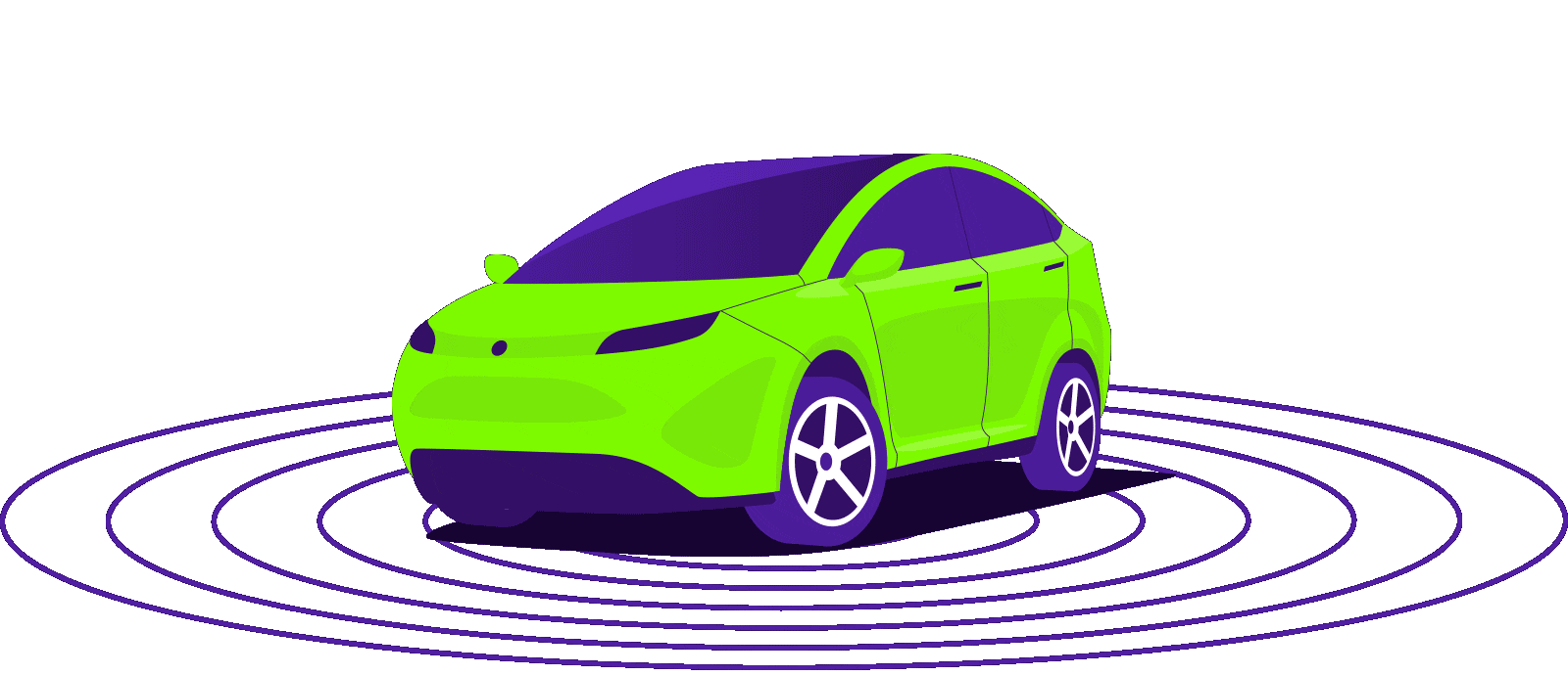 illustrated green car with wifi signals