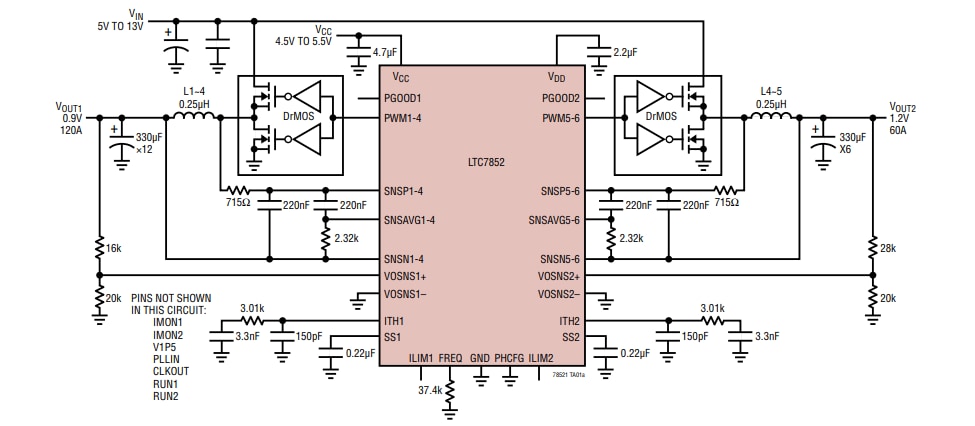 Application Circuit Diagram - Analog Devices Inc. LTC7852 Switching Controllers