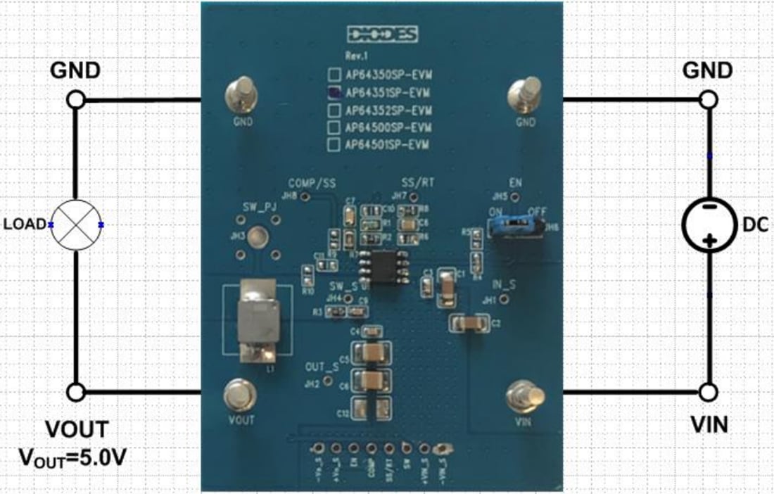Plan mécanique - Diodes Incorporated Carte d'évaluation de convertisseur AP64351QSP-EVM