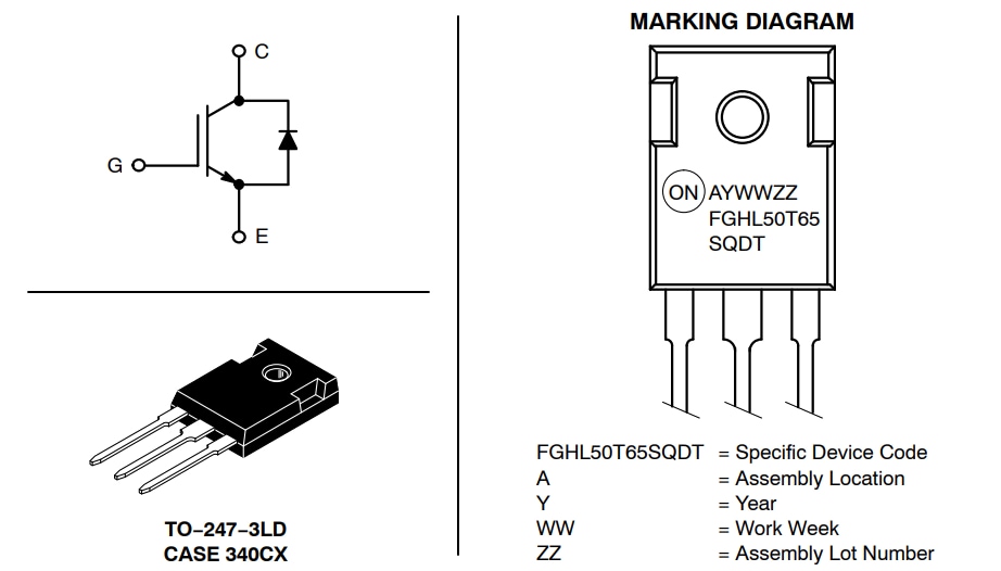 onsemi IGBT FGHL50T65SQDT