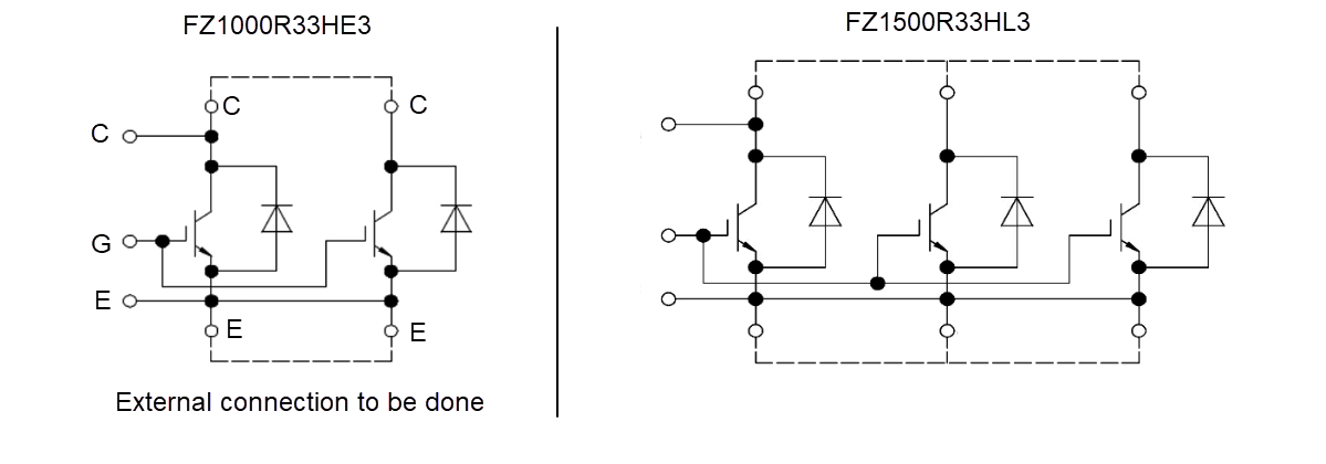 Schéma du circuit d'application - Infineon Technologies Modules IGBT à commutateur unique 3 300 V