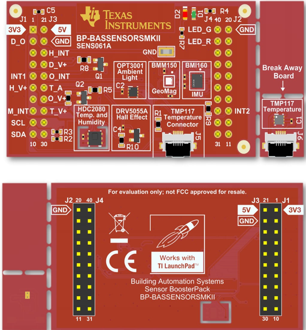 Plan mécanique - Texas Instruments BP-BASSENSORSMKII BoosterPack Plug-in Module