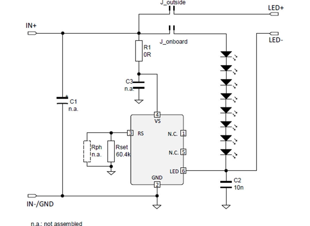 Schéma - Infineon Technologies Carte d'évaluation de pilote LED BCR431U