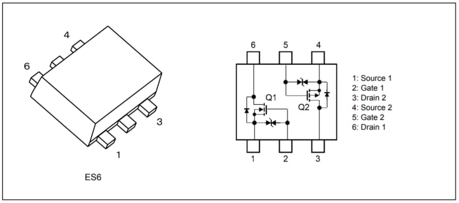 Toshiba MOSFET à canal N/P au silicium SSM6L56FE