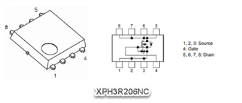 Schéma - Toshiba MOSFET à canal N en silicium XPHx06NC automobile