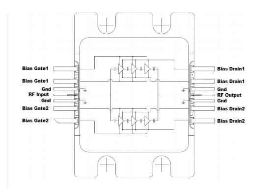 Plan mécanique - MACOM Amplificateur de puissance MMIC GaN 90 W CMPA1C1D080F