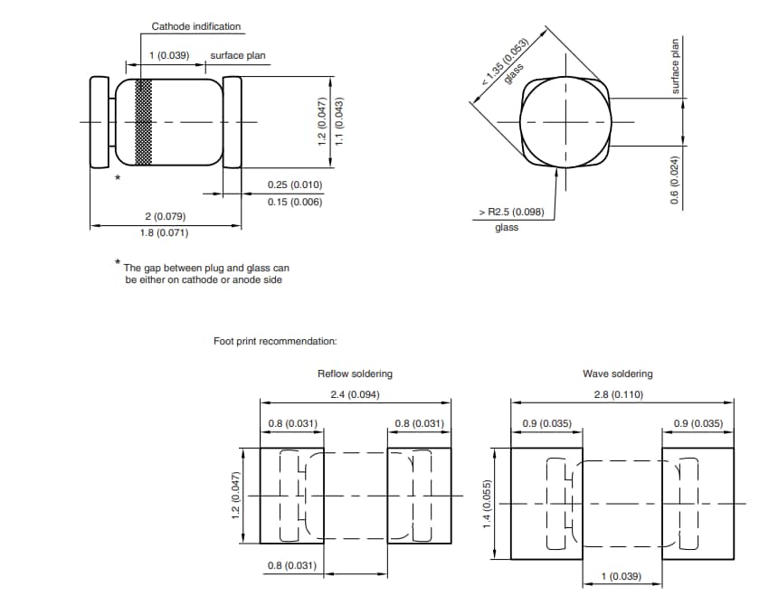 Plan mécanique - Vishay Semiconductors Diodes MicroMELF