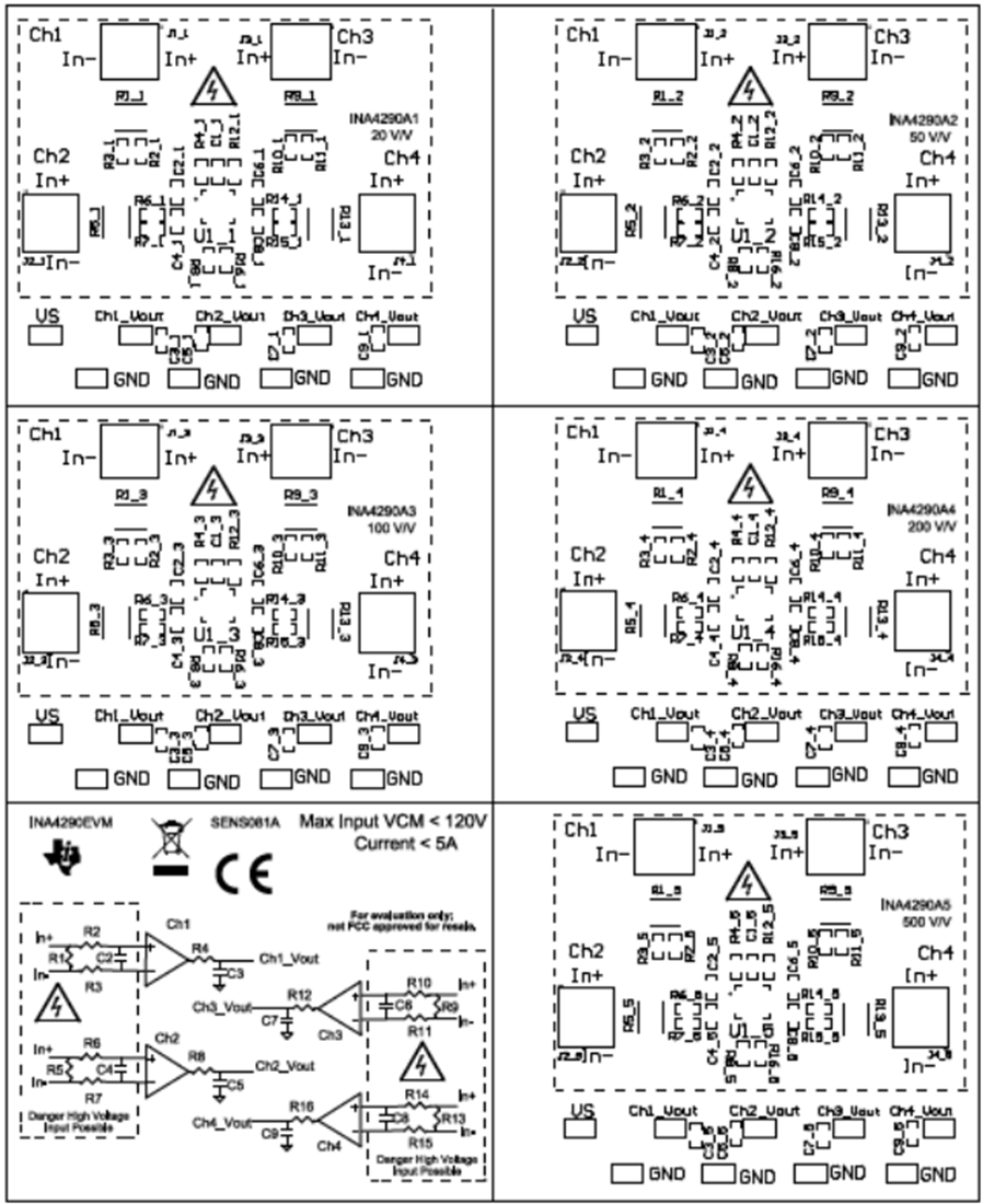 Plan mécanique - Texas Instruments Module d'évaluation (EVM) d'amplificateur INA4290EVM