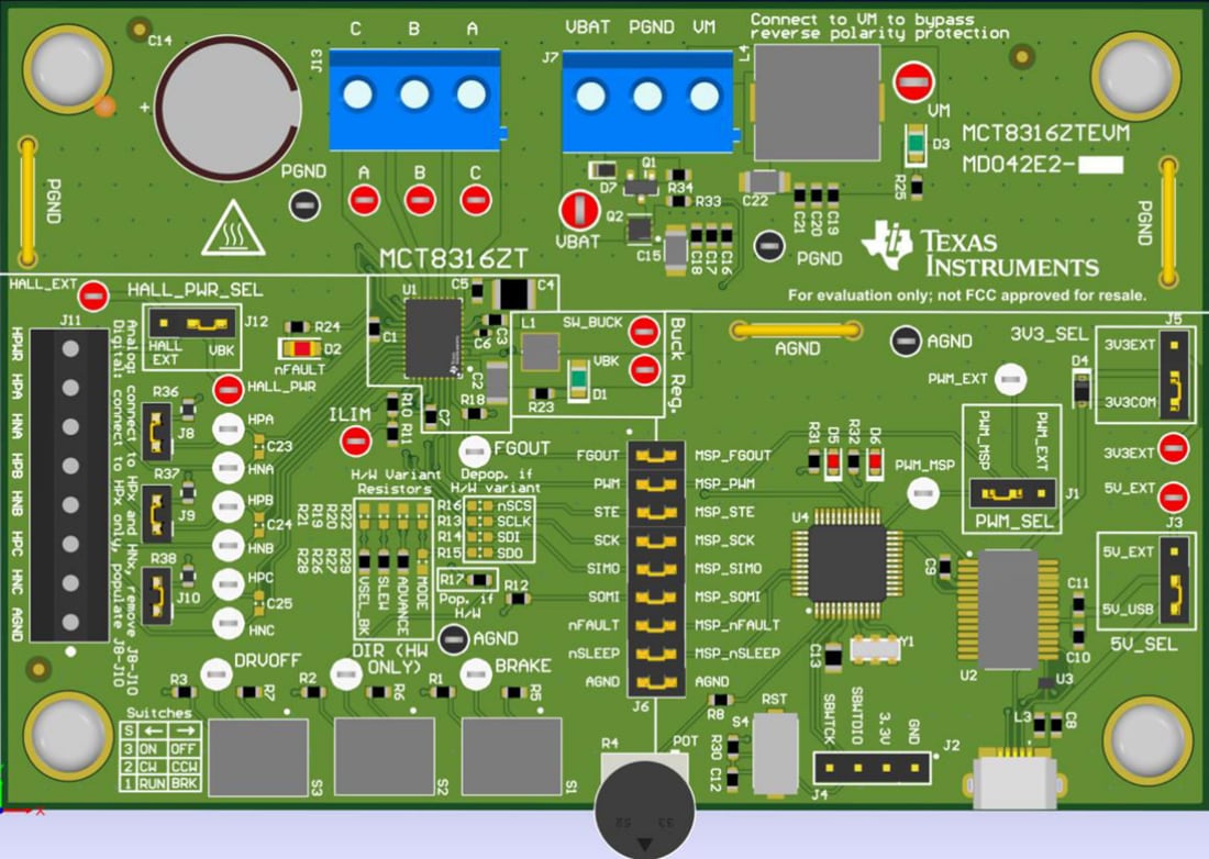 Plan mécanique - Texas Instruments Module d'évaluation (EVM) de pilote MCT8316ZTEVM