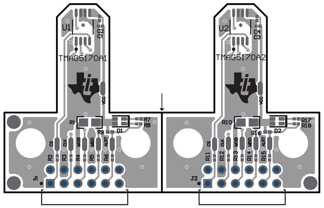 Plan mécanique - Texas Instruments EVM de capteur à effet Hall 3D TMAG5170UEVM
