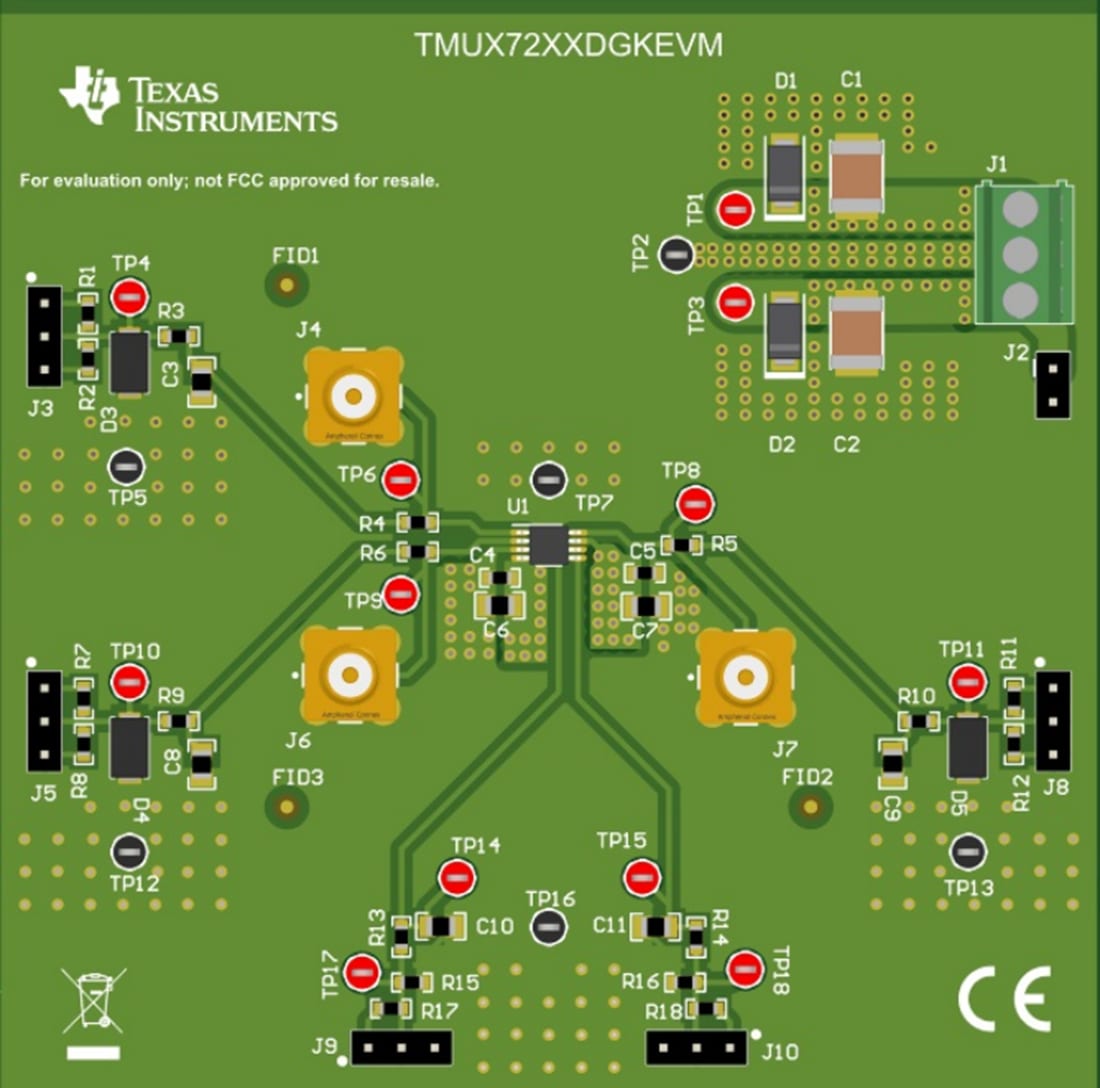 Plan mécanique - Texas Instruments Module d'évaluation (EVM) de commutateur TMUX72XXDGKEVM