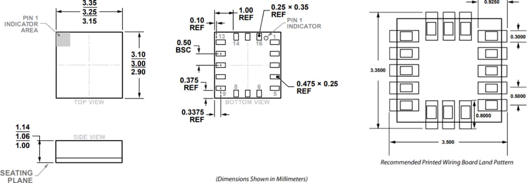 Plan mécanique - Analog Devices Inc. Accéléromètre MEMS triaxial micro-puissance ADXL373 Plan mécanique - Analog Devices Inc. Accéléromètre MEMS triaxial micro-puissance ADXL373
