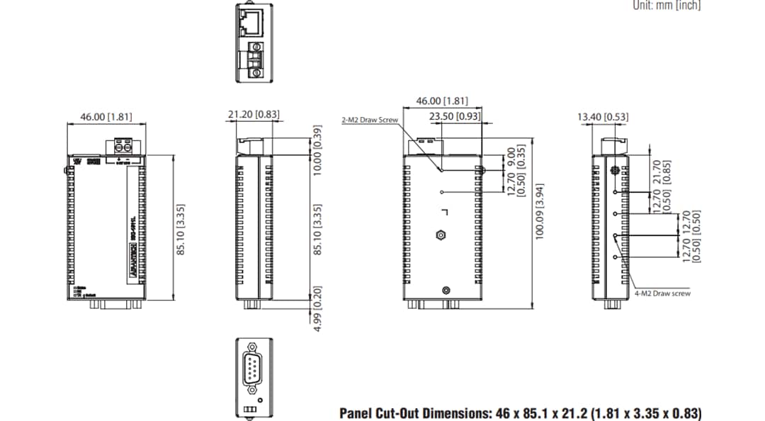 Plan mécanique - Advantech Serveur de dispositifs série vers Ethernet EKI-1511