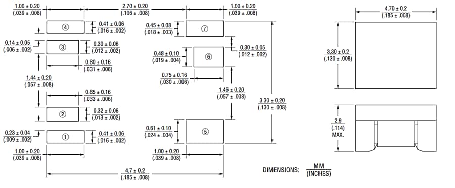 Plan mécanique - Bourns Transformateurs LAN à puce GbE SM453230-x1N7YP Plan mécanique - Bourns Transformateurs LAN à puce GbE SM453230-x1N7YP