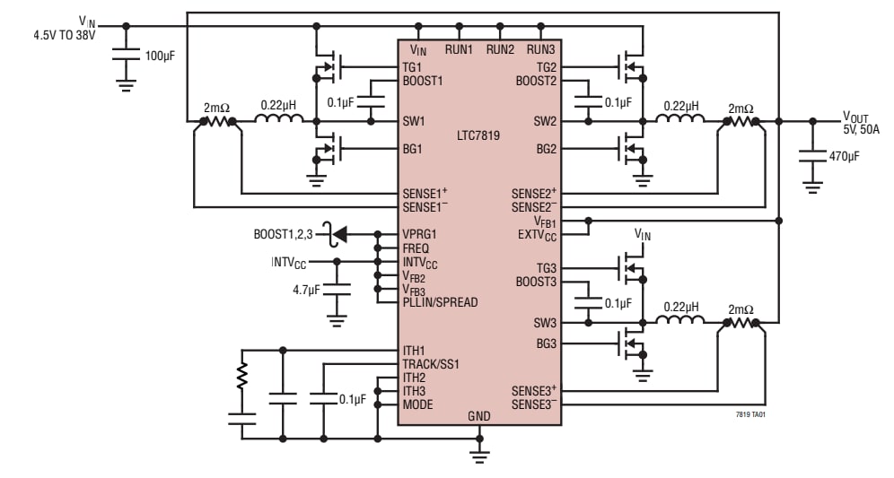 Schéma du circuit d'application - Analog Devices Inc. Contrôleur abaisseur synchrone LTC7819