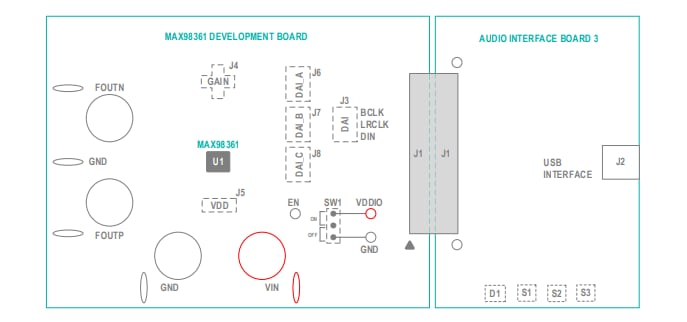 Schéma de principe - Analog Devices / Maxim Integrated Système d'évaluation MAX98361