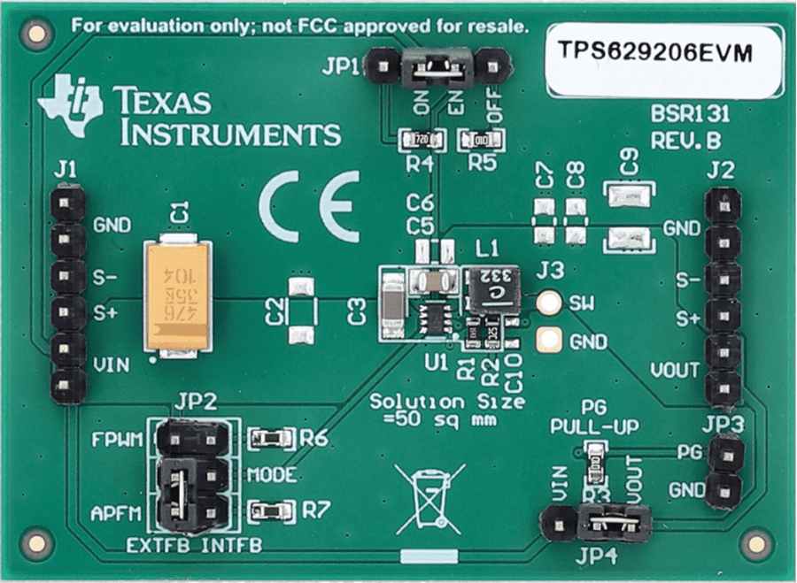 Plan mécanique - Texas Instruments Module d'évaluation de convertisseur TPS629206EVM