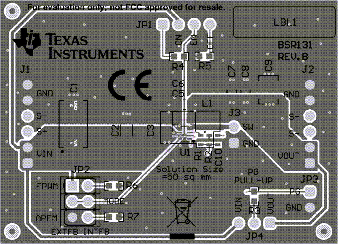 Plan mécanique - Texas Instruments Module d'évaluation de convertisseur TPS629210EVM