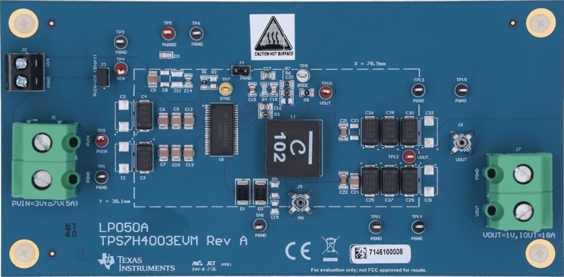Plan mécanique - Texas Instruments Module d'évaluation du convertisseur TPS7H4003EVM