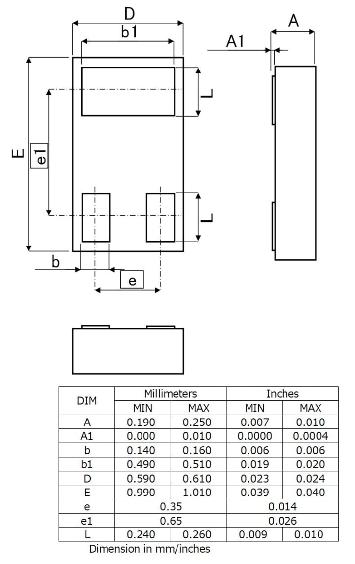 Plan mécanique - ROHM Semiconductor MOSFET WLCSP RA1C030LD