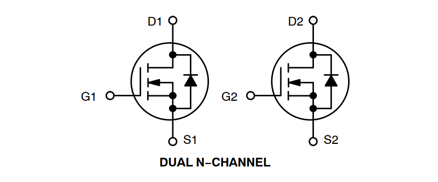 Schéma du circuit d'application - onsemi MOSFET de puissance à double canal N NVMFD027N10MCL