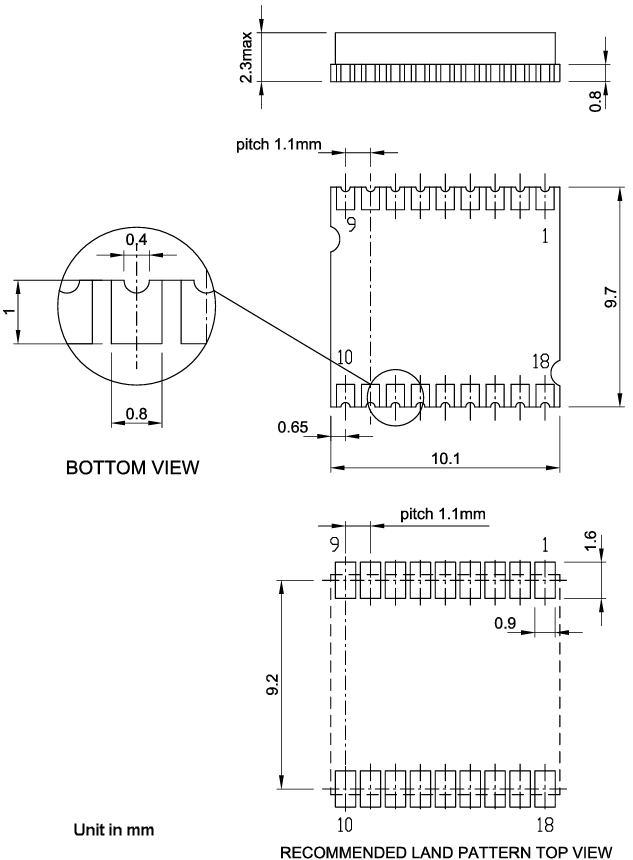 Plan mécanique - STMicroelectronics Modules double bande GNSS minuscules Teseo-LIV4F