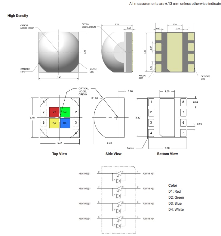 Plan mécanique - Cree LED LED couleur XLamp® XP-L
