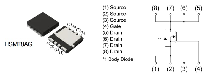 Schéma du circuit d'application - ROHM Semiconductor MOSFET de puissance RQ3P270BLFRA