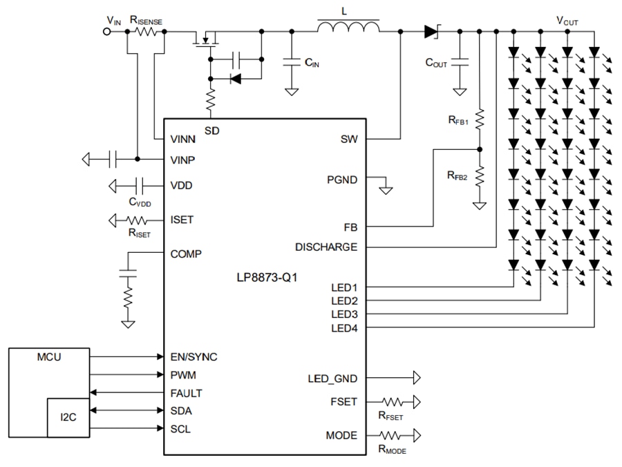 Schéma - Texas Instruments Pilote de rétroéclairage LED LP8873-Q1