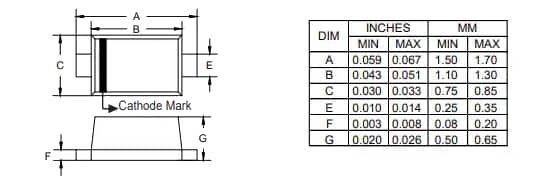 Mechanical Drawing - Micro Commercial Components (MCC) BZX584C 200mW Zener Diodes
