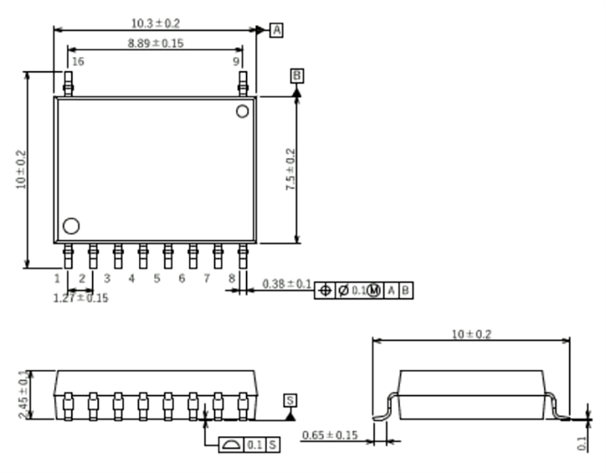 Plan mécanique - Toshiba Photocoupleur/photorelais TLX9165T AEC-Q101