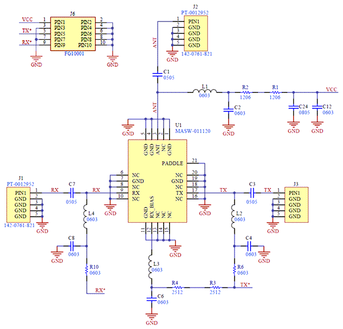 Schematic - MACOM MASW-011249 200W High Power Switch