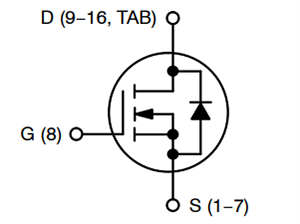 Schéma - onsemi MOSFET de puissance monocanal N NVBYST0D8N08X