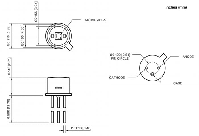 Mechanical Drawing - Advanced Photonix APX-NG000xAPD InGaAs Avalanche Photodiodes (APDs)