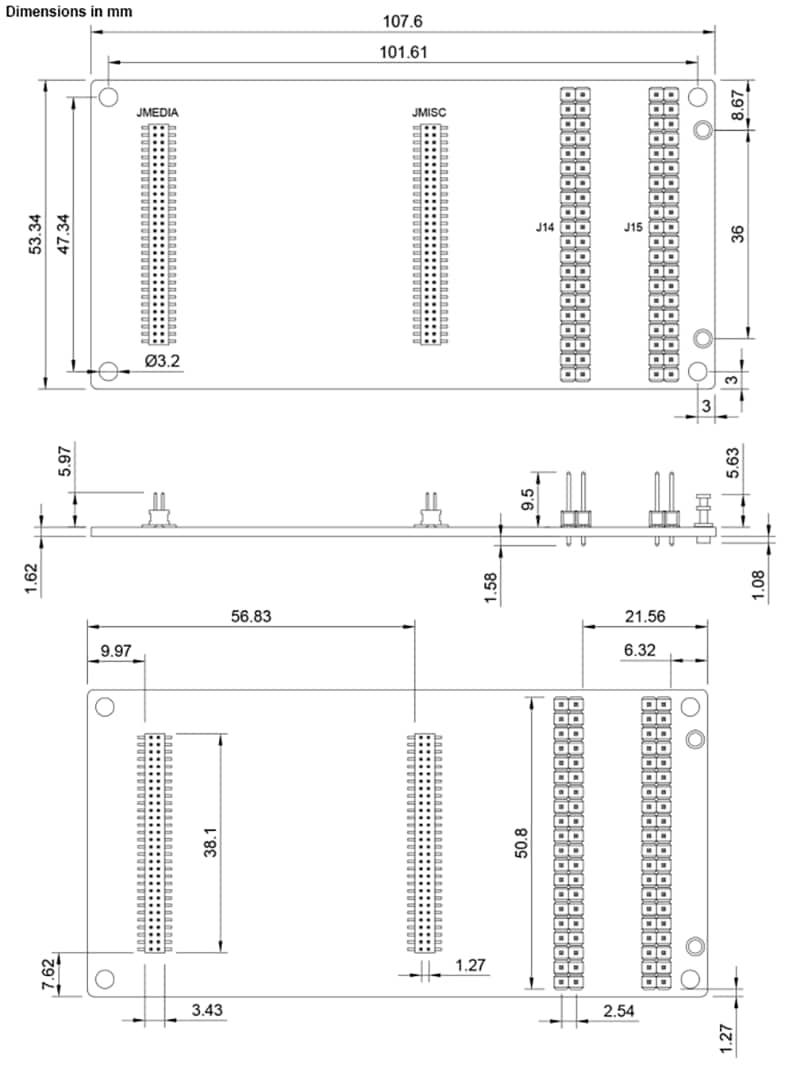 Plan mécanique - Arduino Carte de support de connexion UNO ASX00085