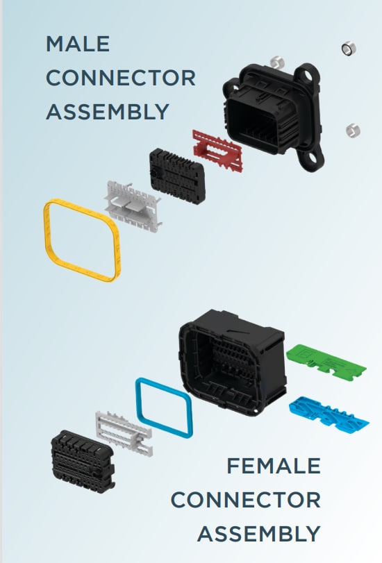 Graphique - TE Connectivity / AMP Connectors Connecteurs en ligne étanches hybrides 58P