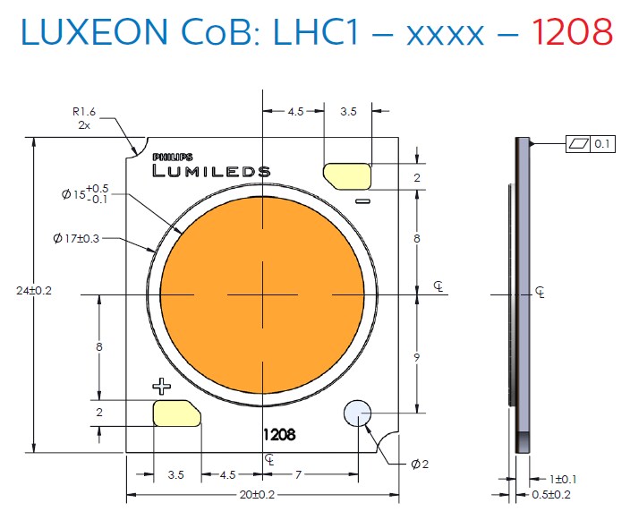LUXEON CoB: LHC1 Size 1208