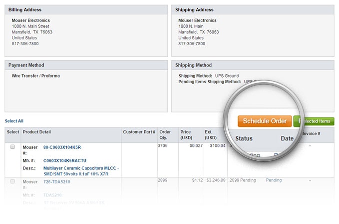Historique des commandes Bouton « Planifier une commande » sur la page Historique des commandes.