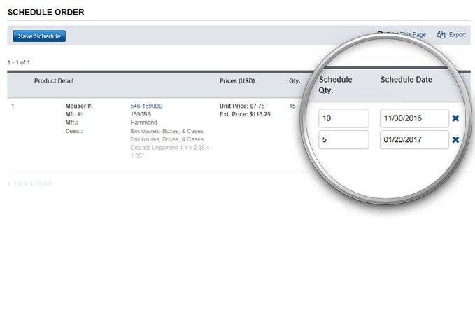 Modifier la planification Modifier la planification dans l’historique des commandes.